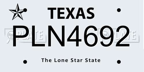 PLN4692 Texas License Plate