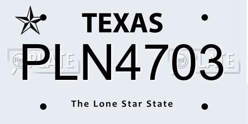 PLN4703 Texas License Plate