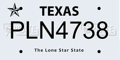 PLN4738 Texas License Plate