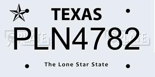 PLN4782 Texas License Plate