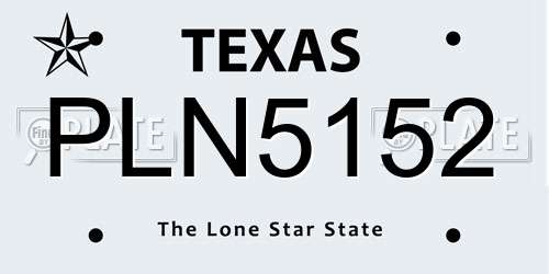 PLN5152 Texas License Plate