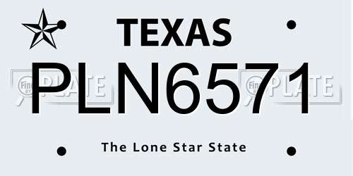 PLN6571 Texas License Plate