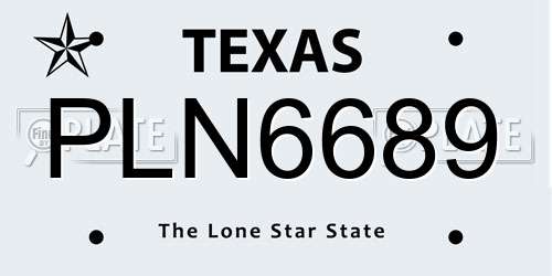 PLN6689 Texas License Plate