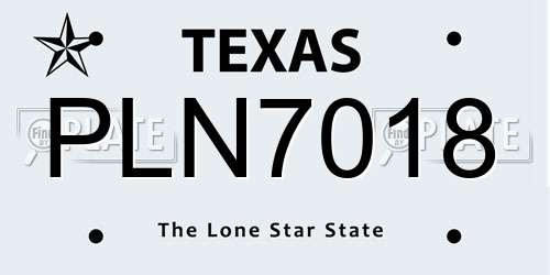 PLN7018 Texas License Plate