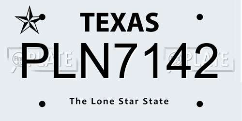 PLN7142 Texas License Plate