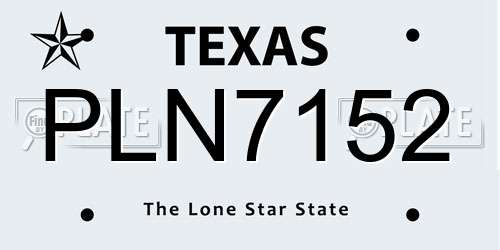 PLN7152 Texas License Plate