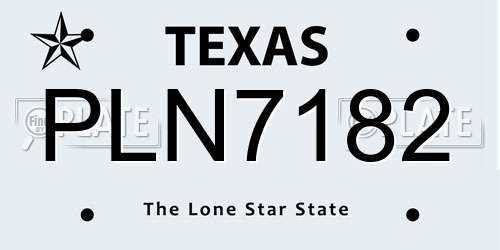 PLN7182 Texas License Plate