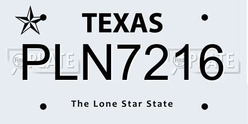 PLN7216 Texas License Plate