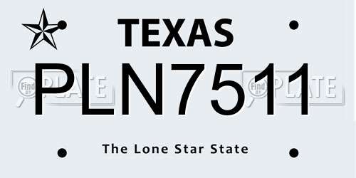 PLN7511 Texas License Plate