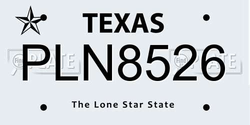 PLN8526 Texas License Plate