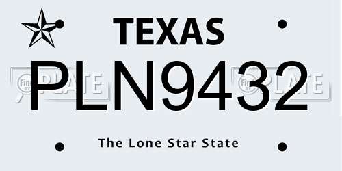 PLN9432 Texas License Plate
