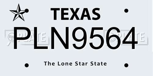 PLN9564 Texas License Plate