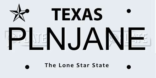 PLNJANE Texas License Plate