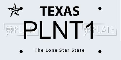PLNT1 Texas License Plate