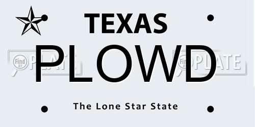 PLOWD Texas License Plate