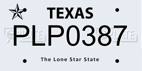 PLP0387 Texas License Plate