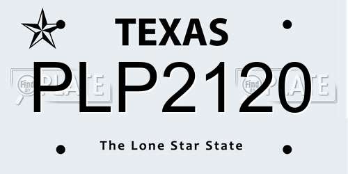 PLP2120 Texas License Plate