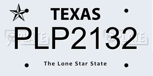 PLP2132 Texas License Plate