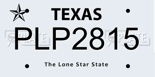 PLP2815 Texas License Plate