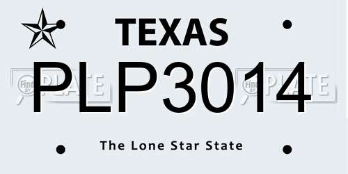 PLP3014 Texas License Plate