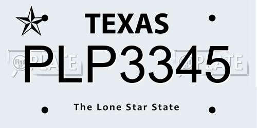 PLP3345 Texas License Plate