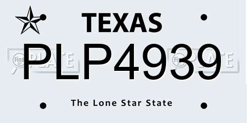 PLP4939 Texas License Plate