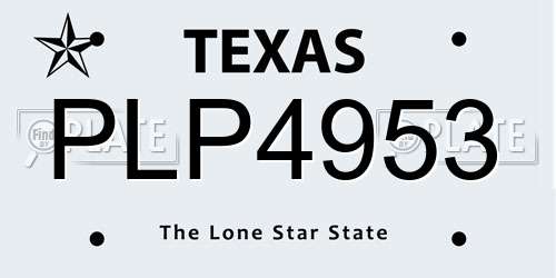 PLP4953 Texas License Plate