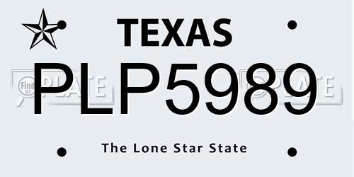 PLP5989 Texas License Plate