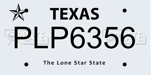 PLP6356 Texas License Plate