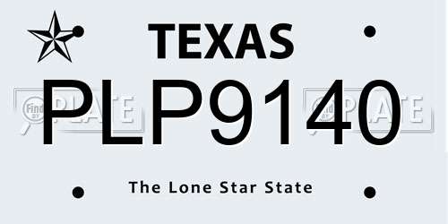 PLP9140 Texas License Plate