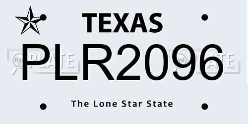 PLR2096 Texas License Plate