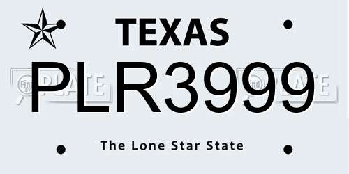 PLR3999 Texas License Plate