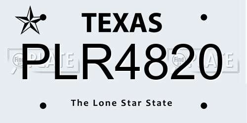 PLR4820 Texas License Plate