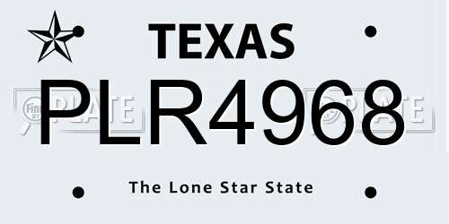 PLR4968 Texas License Plate