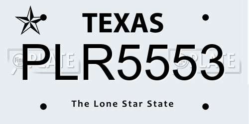PLR5553 Texas License Plate