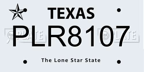 PLR8107 Texas License Plate