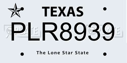 PLR8939 Texas License Plate
