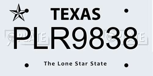 PLR9838 Texas License Plate