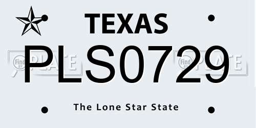 PLS0729 Texas License Plate