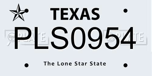 PLS0954 Texas License Plate