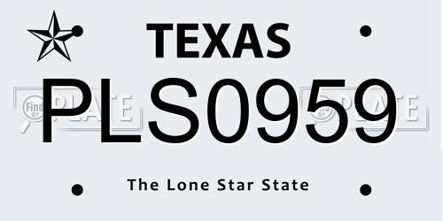 PLS0959 Texas License Plate