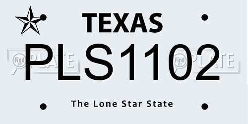PLS1102 Texas License Plate
