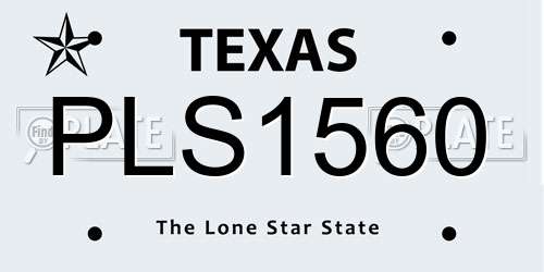 PLS1560 Texas License Plate