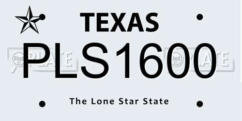 PLS1600 Texas License Plate