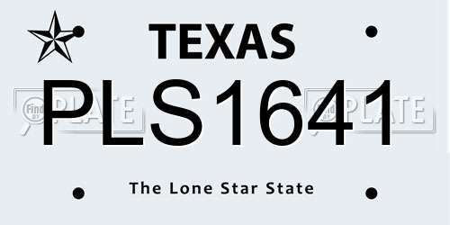 PLS1641 Texas License Plate