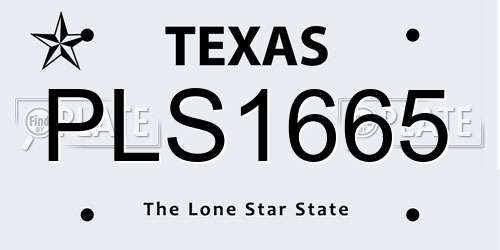 PLS1665 Texas License Plate