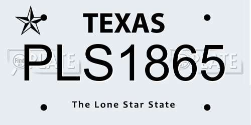 PLS1865 Texas License Plate