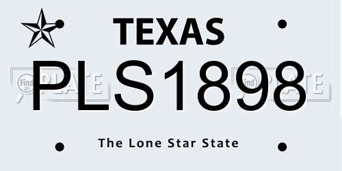 PLS1898 Texas License Plate