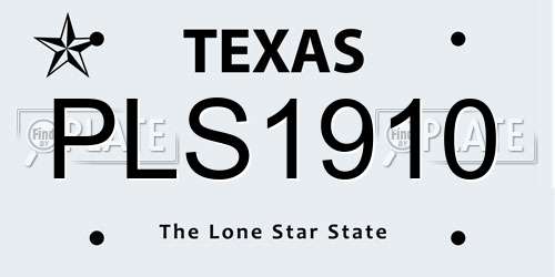 PLS1910 Texas License Plate