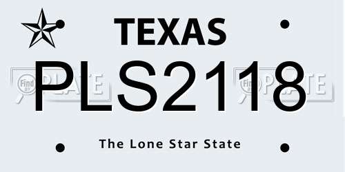 PLS2118 Texas License Plate